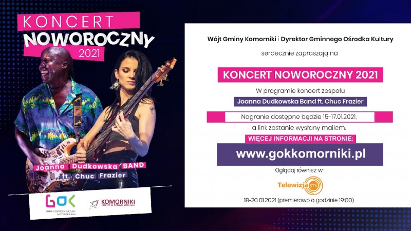 Koncert Noworoczny Joanna Dudkowska BAND feat. Chuc Fraizer - ZAPOWIEDŹ